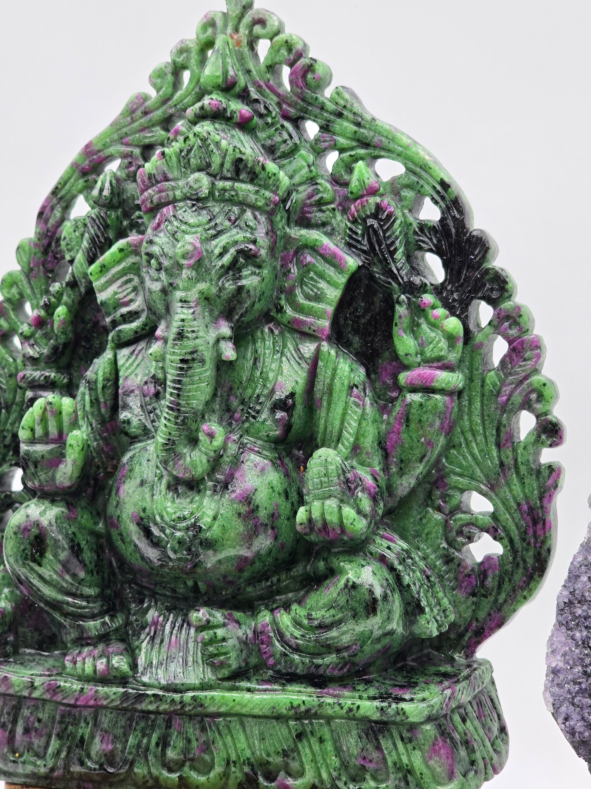 Ruby in Zoisite Matrix Filagree carved Ganesha Altar