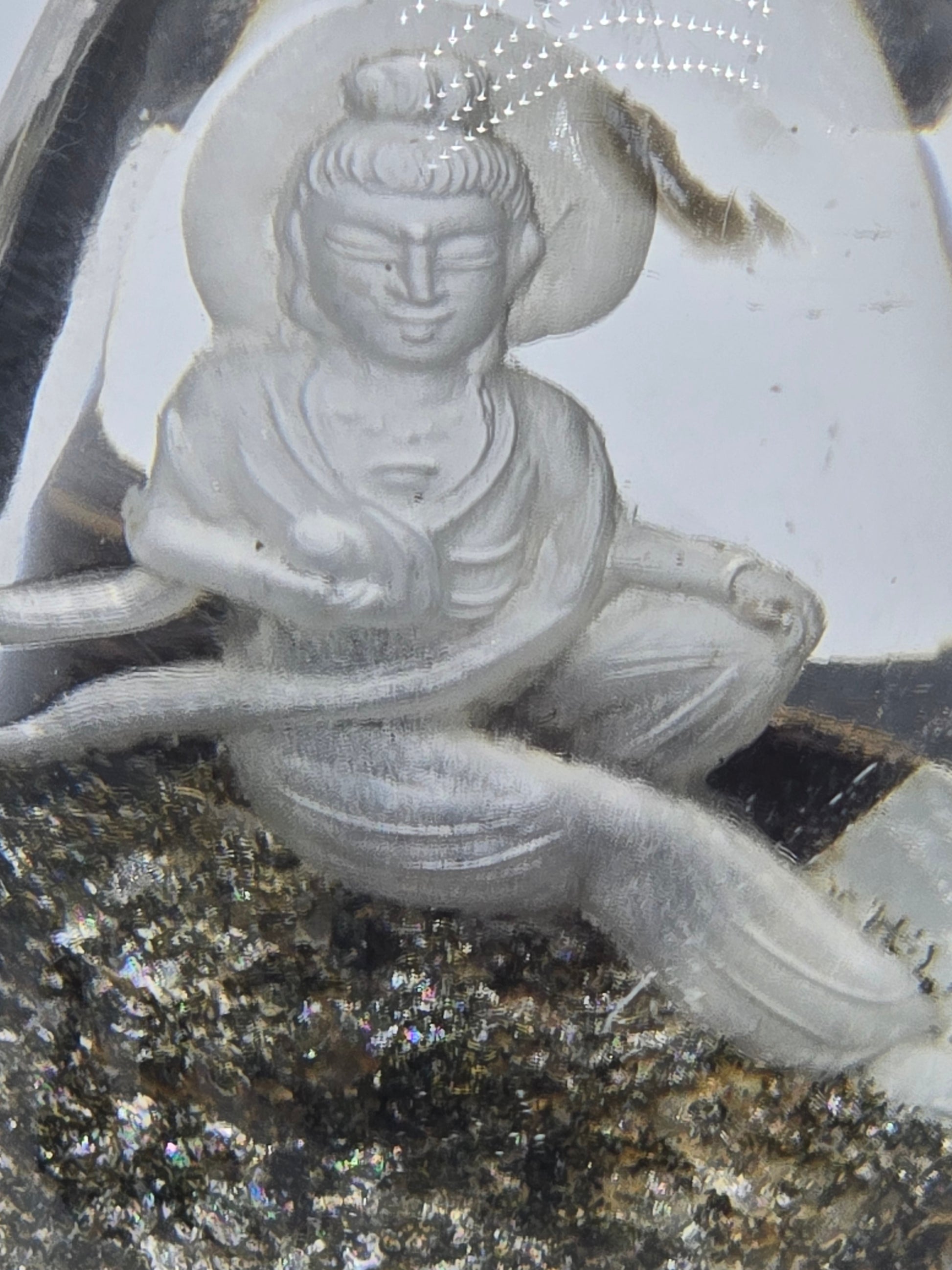 Quan Yin Etched in Scenic Quartz Altar