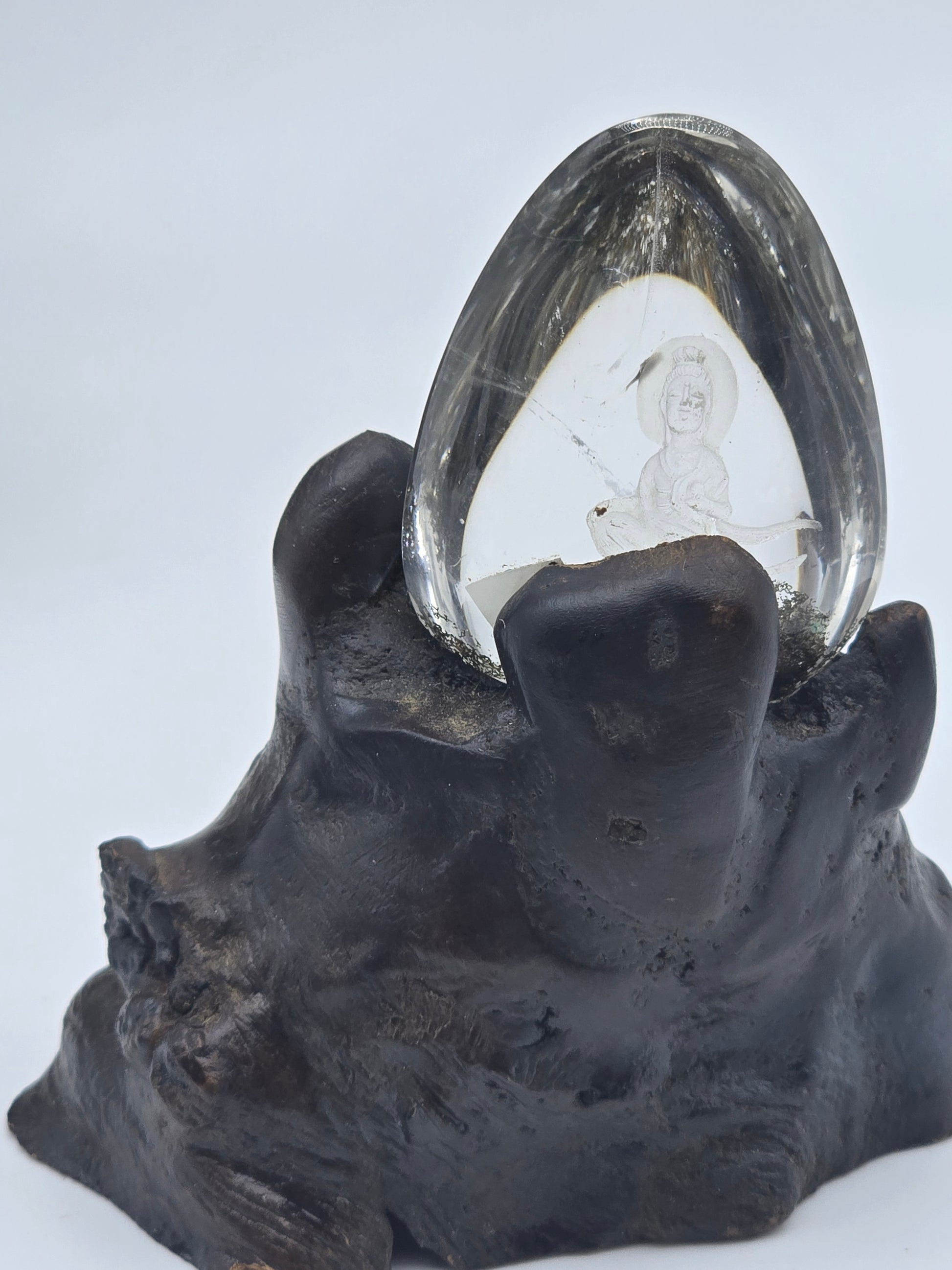 Quan Yin Etched in Scenic Quartz Altar