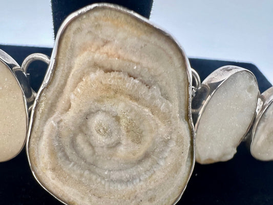 Spirit Quartz & Druzy Chalcedony Sterling Silver Bracelet