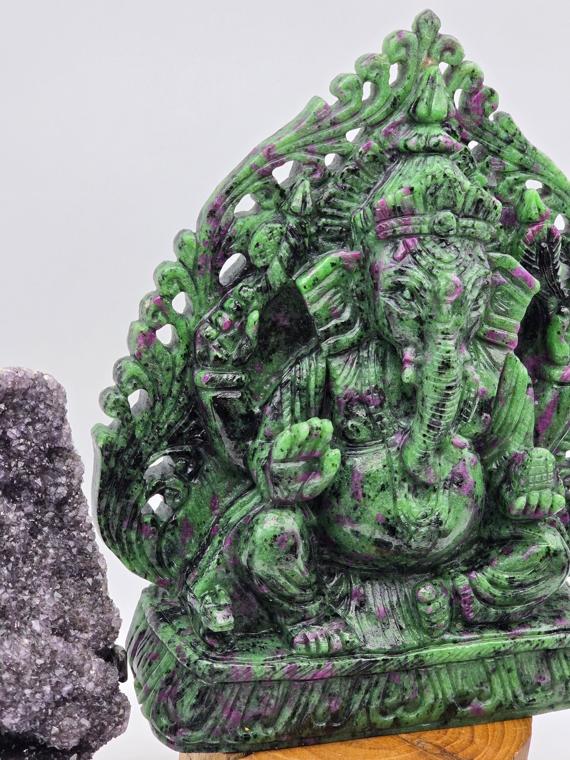 Ruby in Zoisite Matrix Filagree carved Ganesha Altar