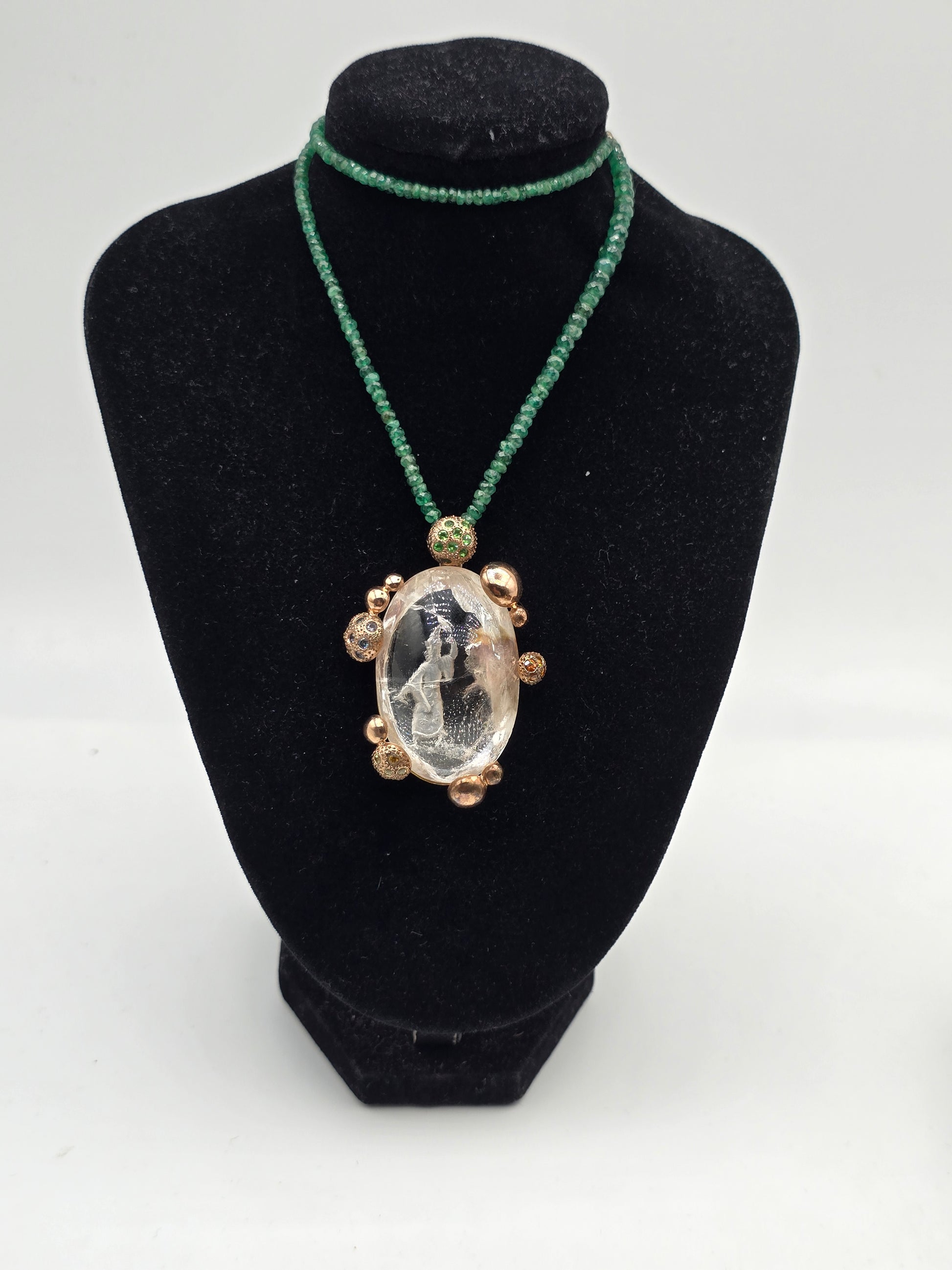 Intaglio Wizard suspended in Space with Gemstones Pendants
