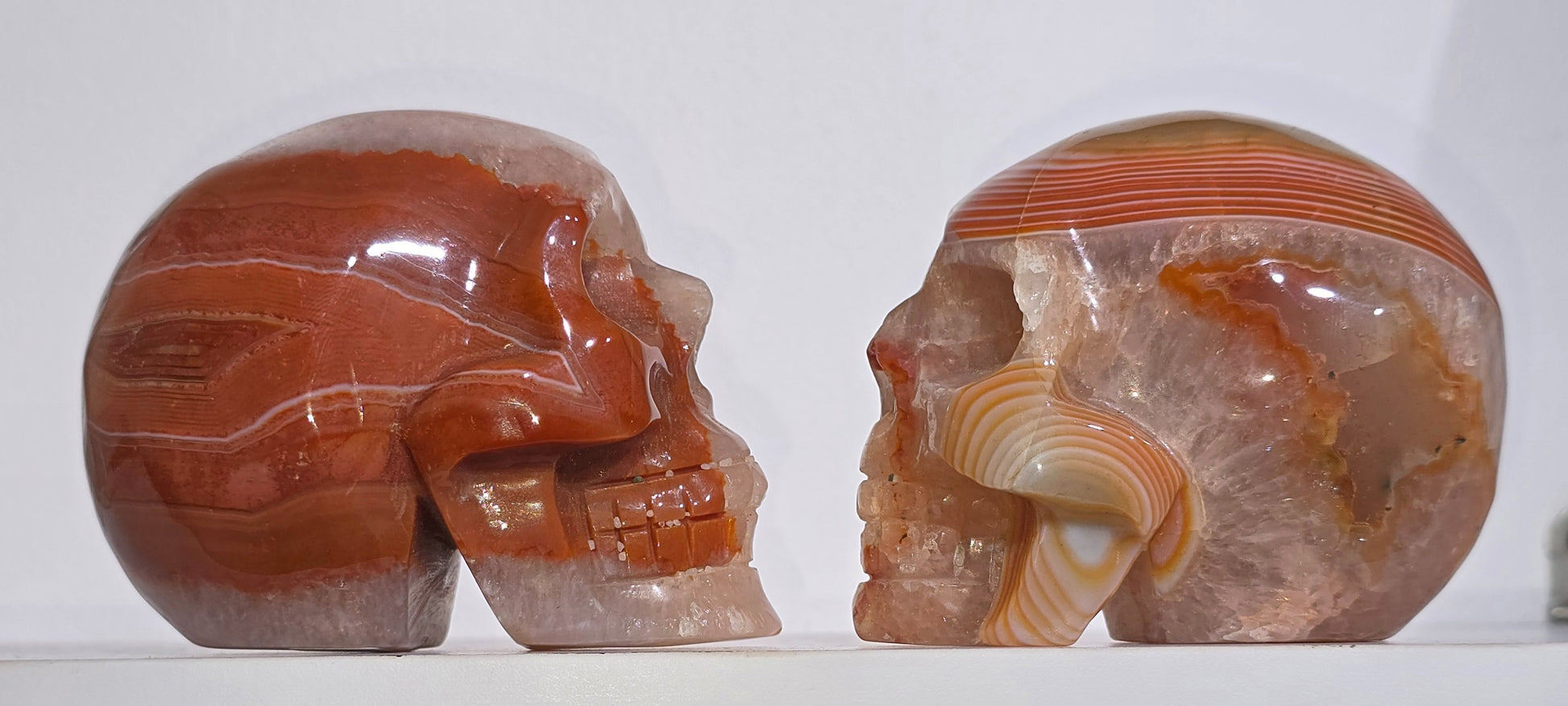 Carnelian & Quartz Skulls