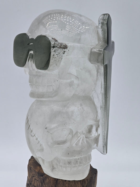 Green Chlorite Quartz Skull Sculpture