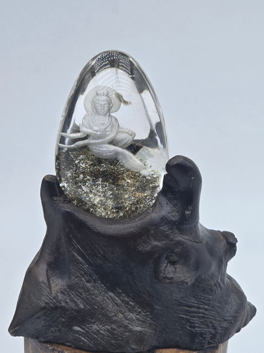 Quan Yin Etched in Scenic Quartz Altar
