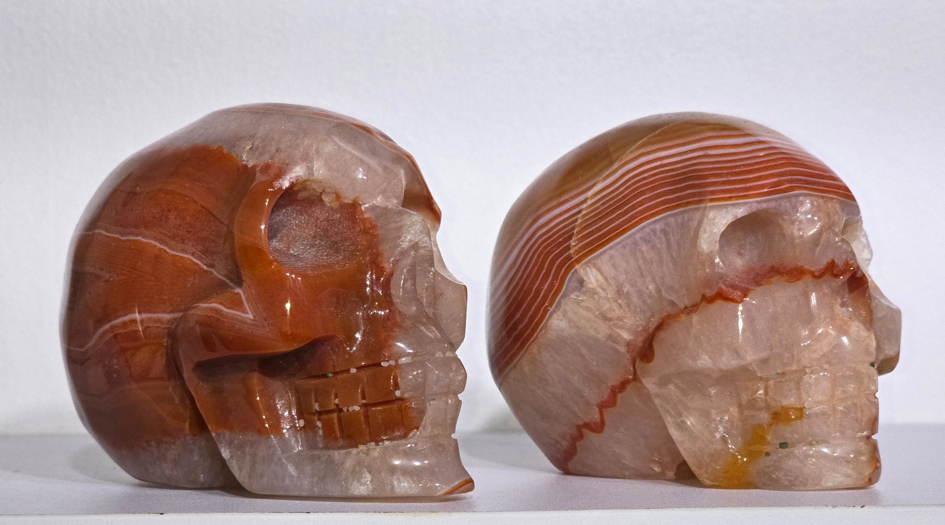 Carnelian & Quartz Skulls