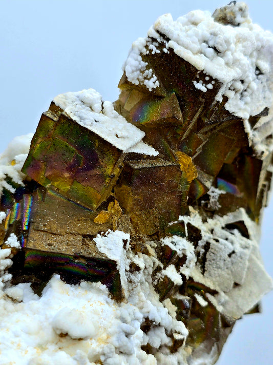 Rainbow Iridescent Yellow & purple Fluorite gemstone specimens
