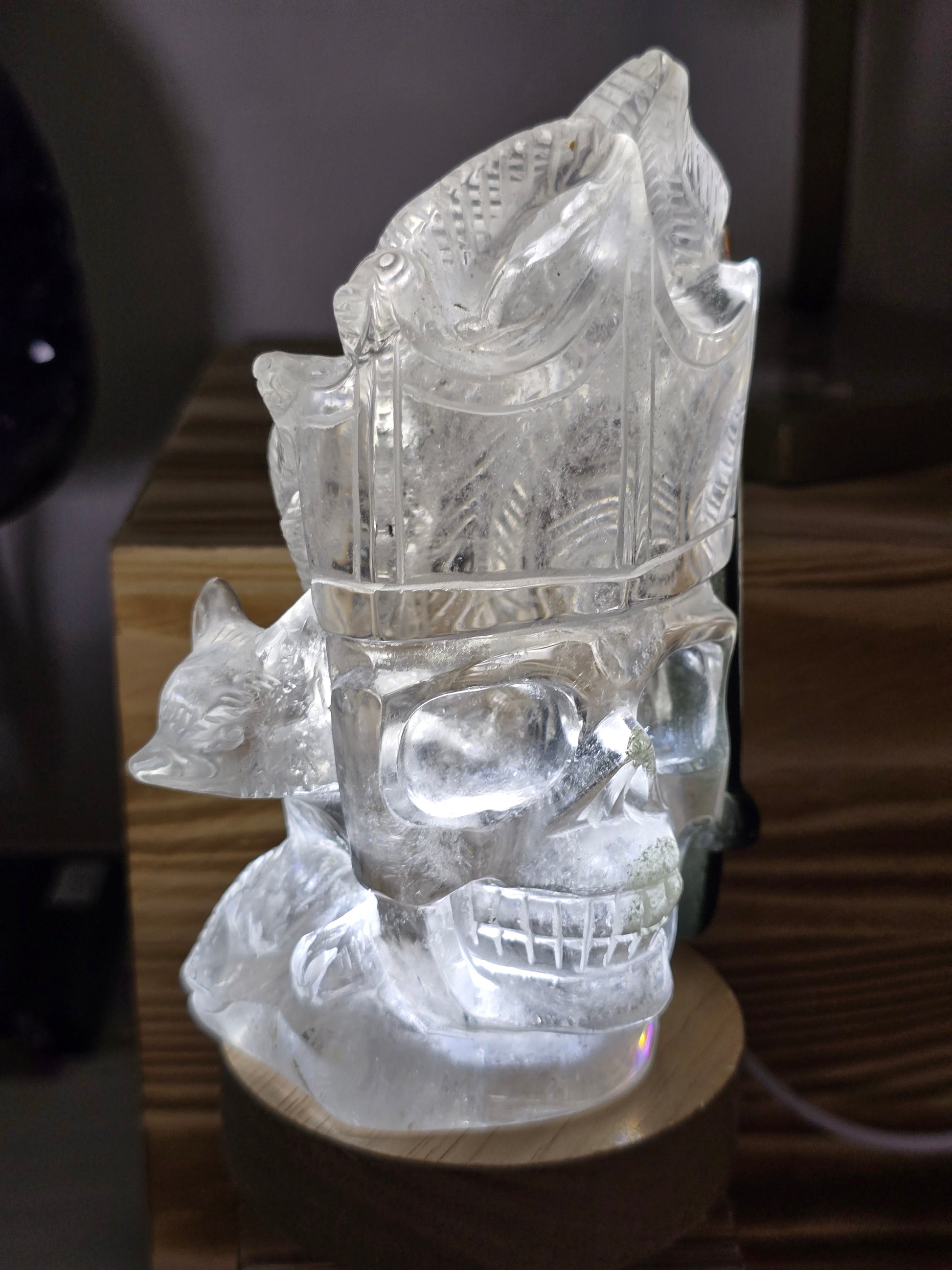 Green Chlorite in Quartz Prince of Darkness Skull & 9 Tail Fox