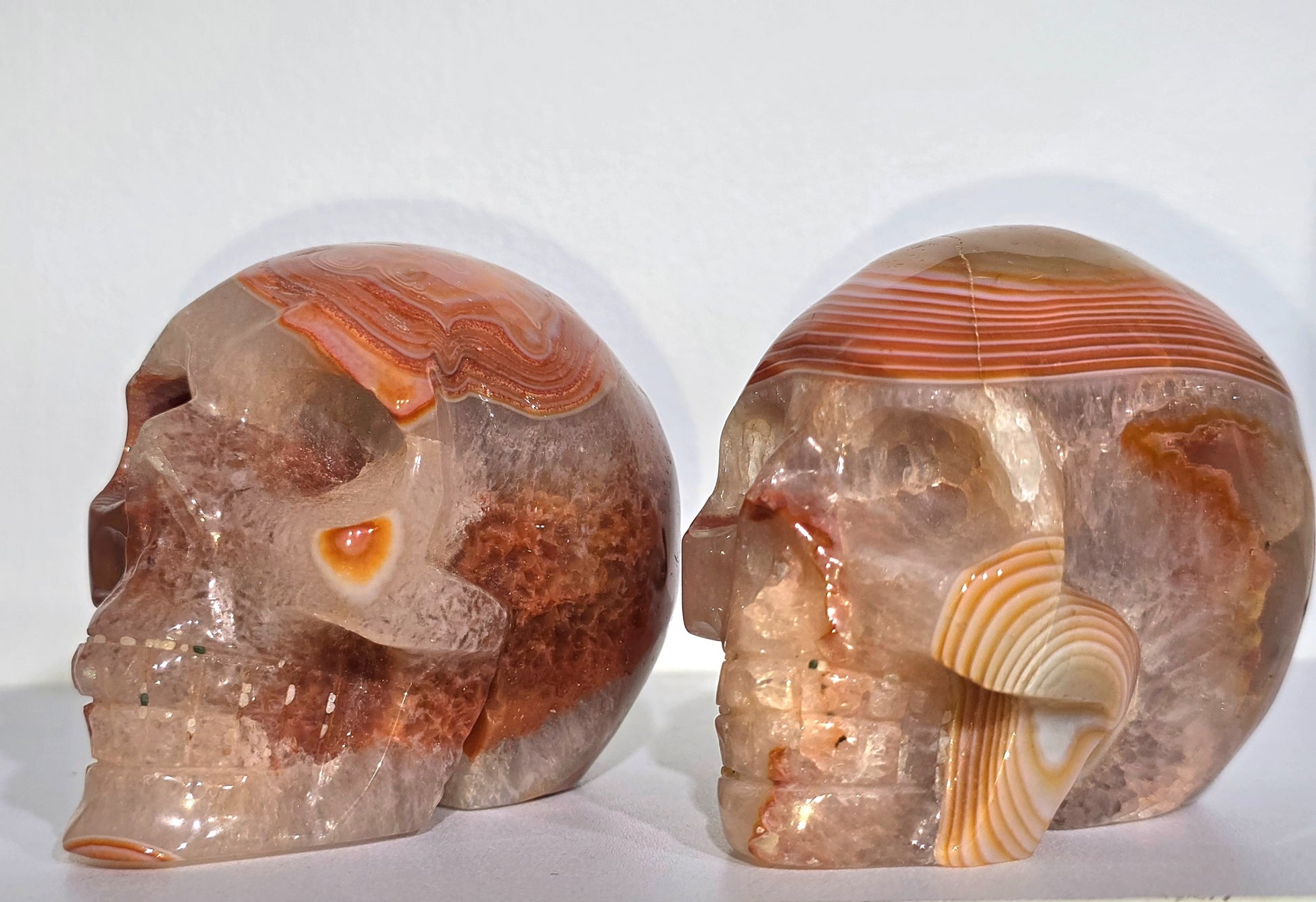 Carnelian & Quartz Skulls