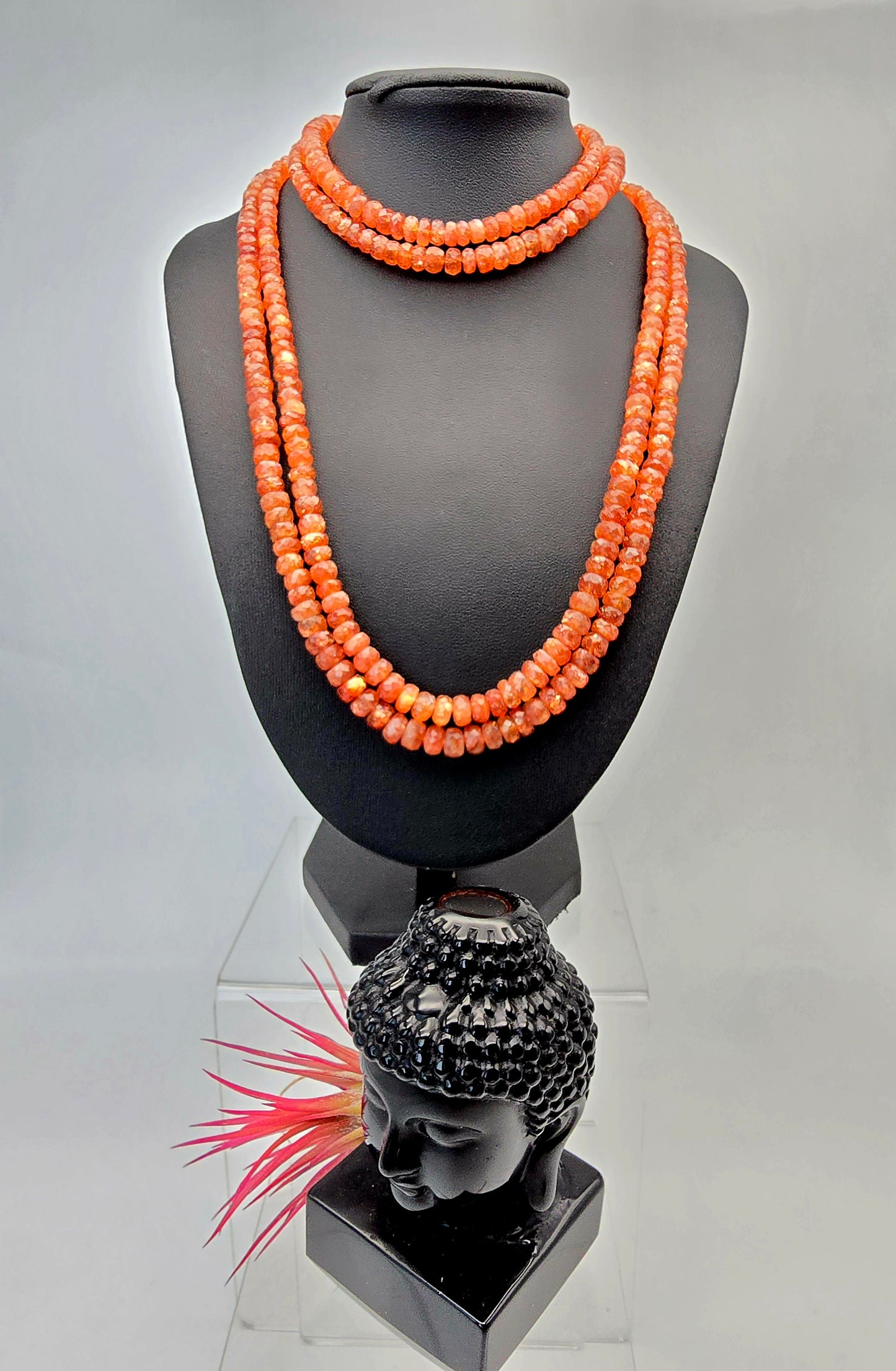 Sunstone Rainbow Lattice Faceted Necklace
