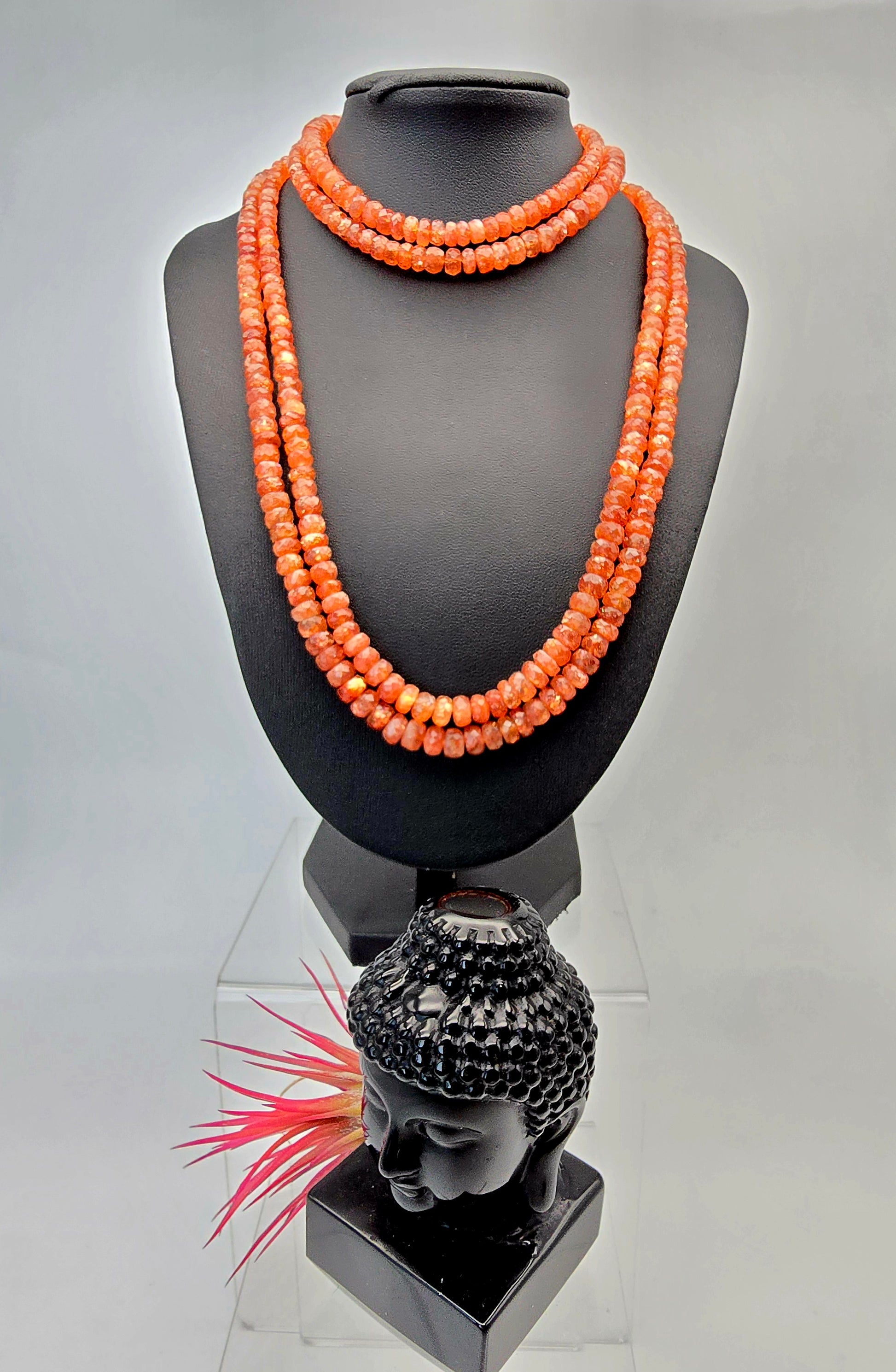 Sunstone Rainbow Lattice Faceted Necklace