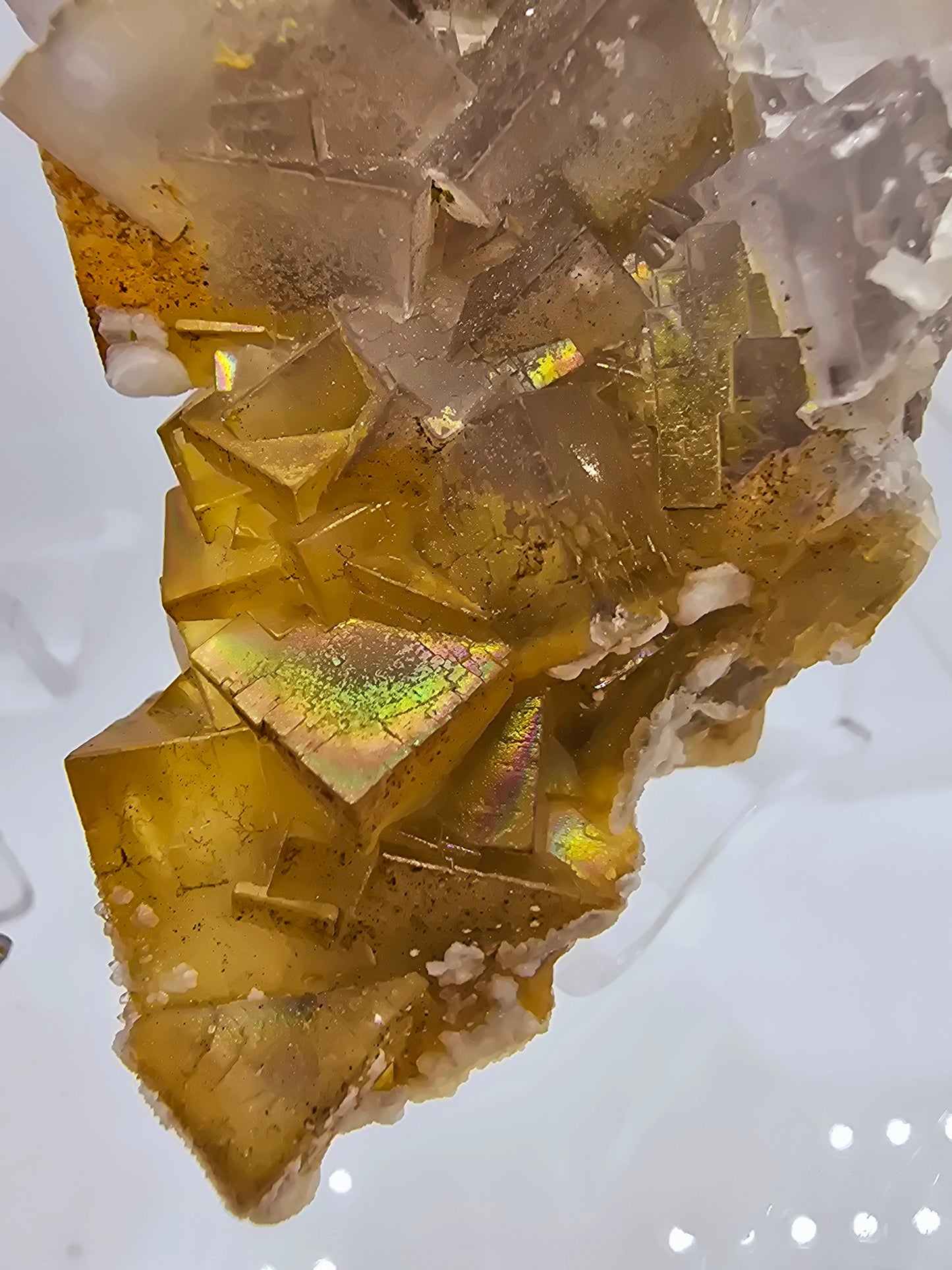 Rainbow Iridescent Yellow & purple Fluorite gemstone specimens