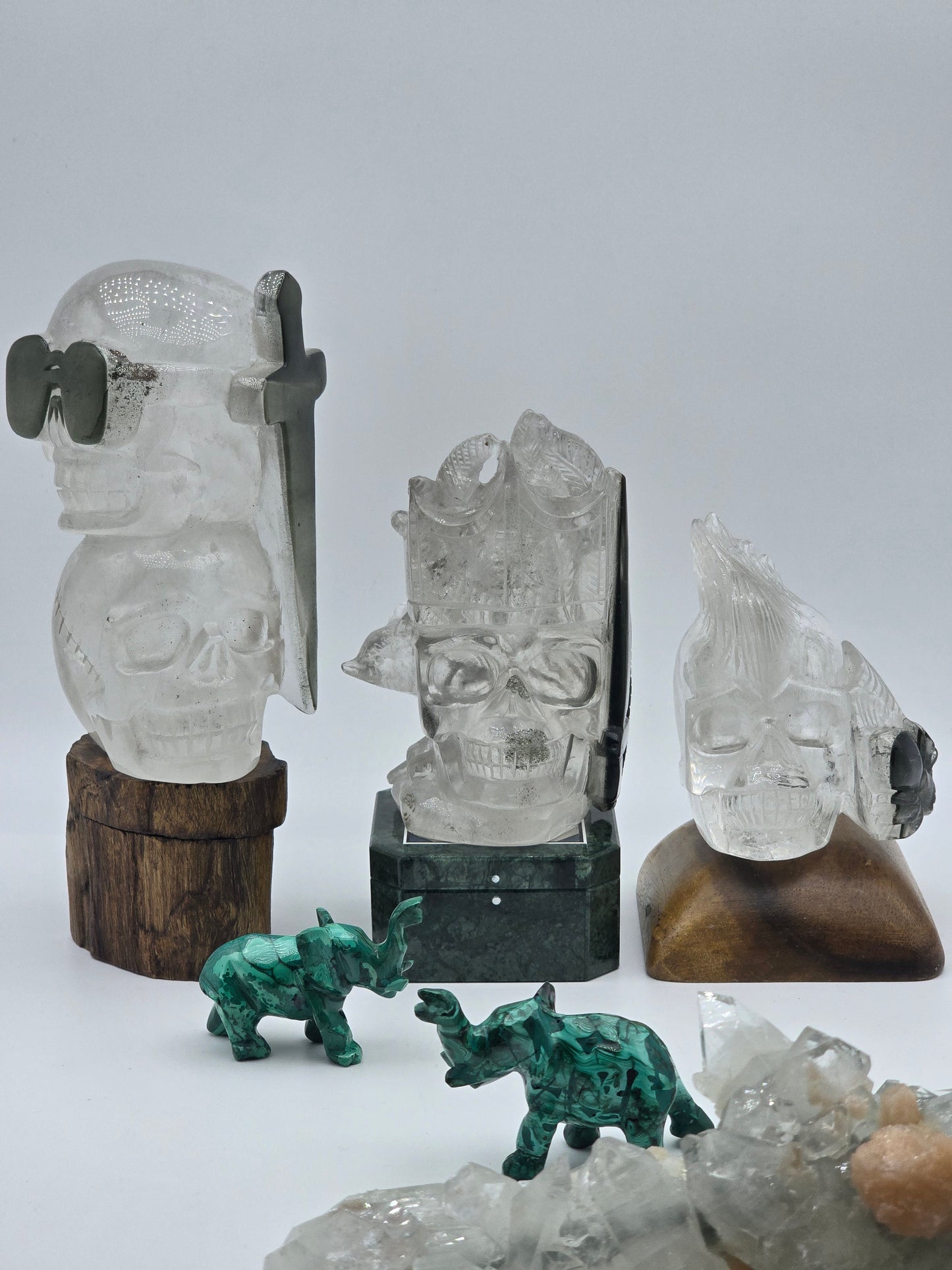 Green Chlorite in Quartz Prince of Darkness Skull & 9 Tail Fox