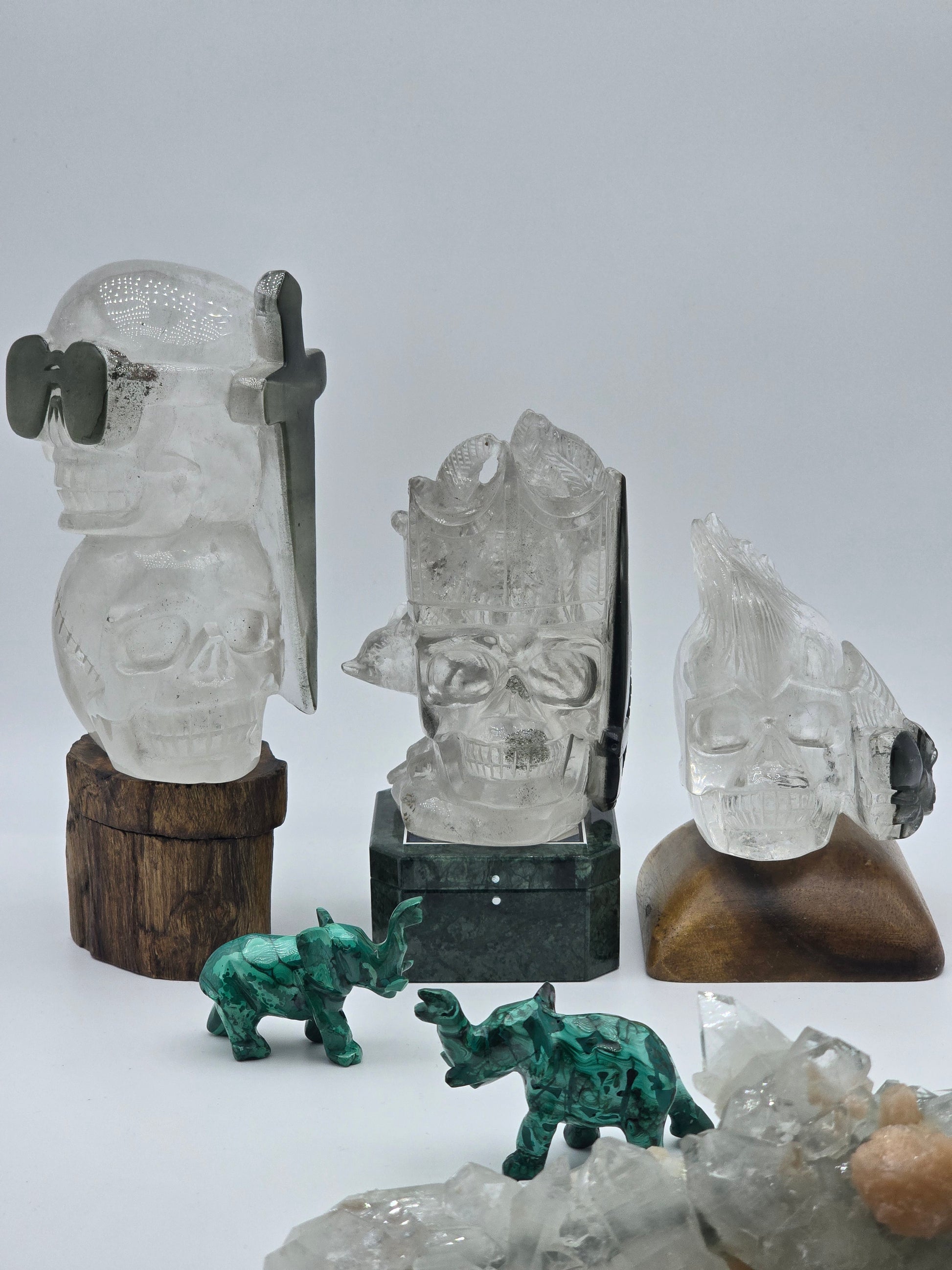 Green Chlorite in Quartz Prince of Darkness Skull & 9 Tail Fox