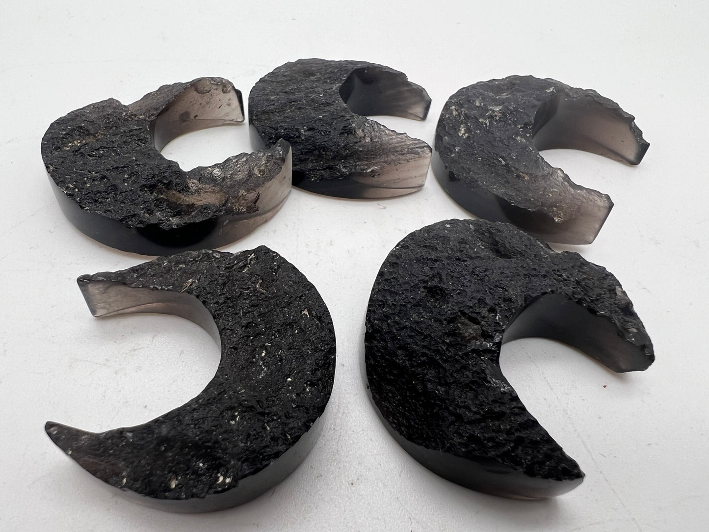 Tektite carved Crescent Moons