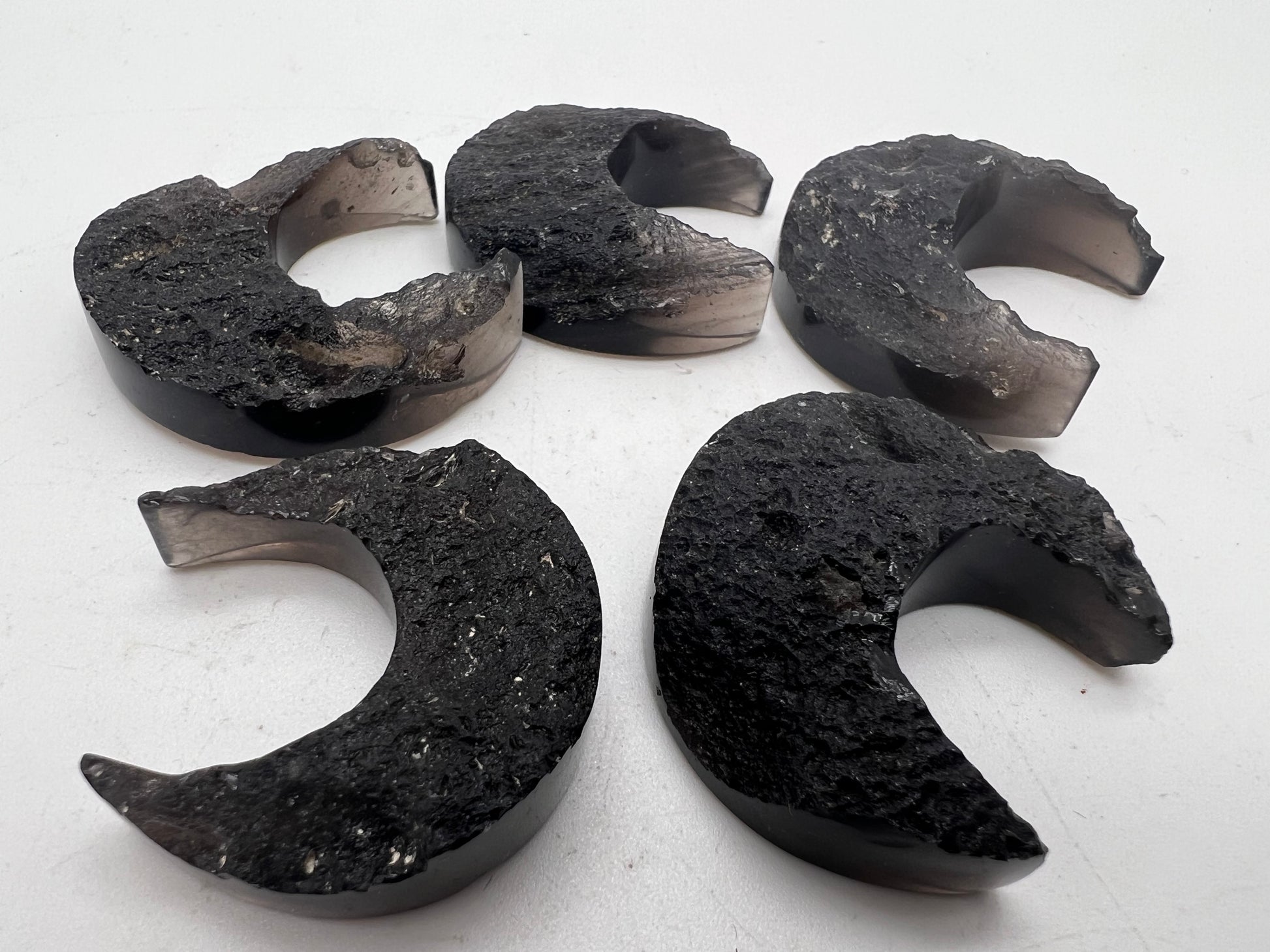 Tektite carved Crescent Moons