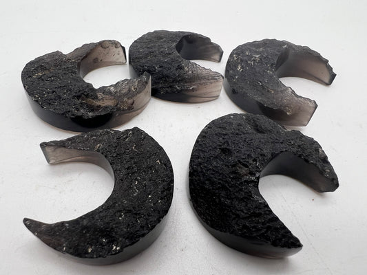 Tektite carved Crescent Moons