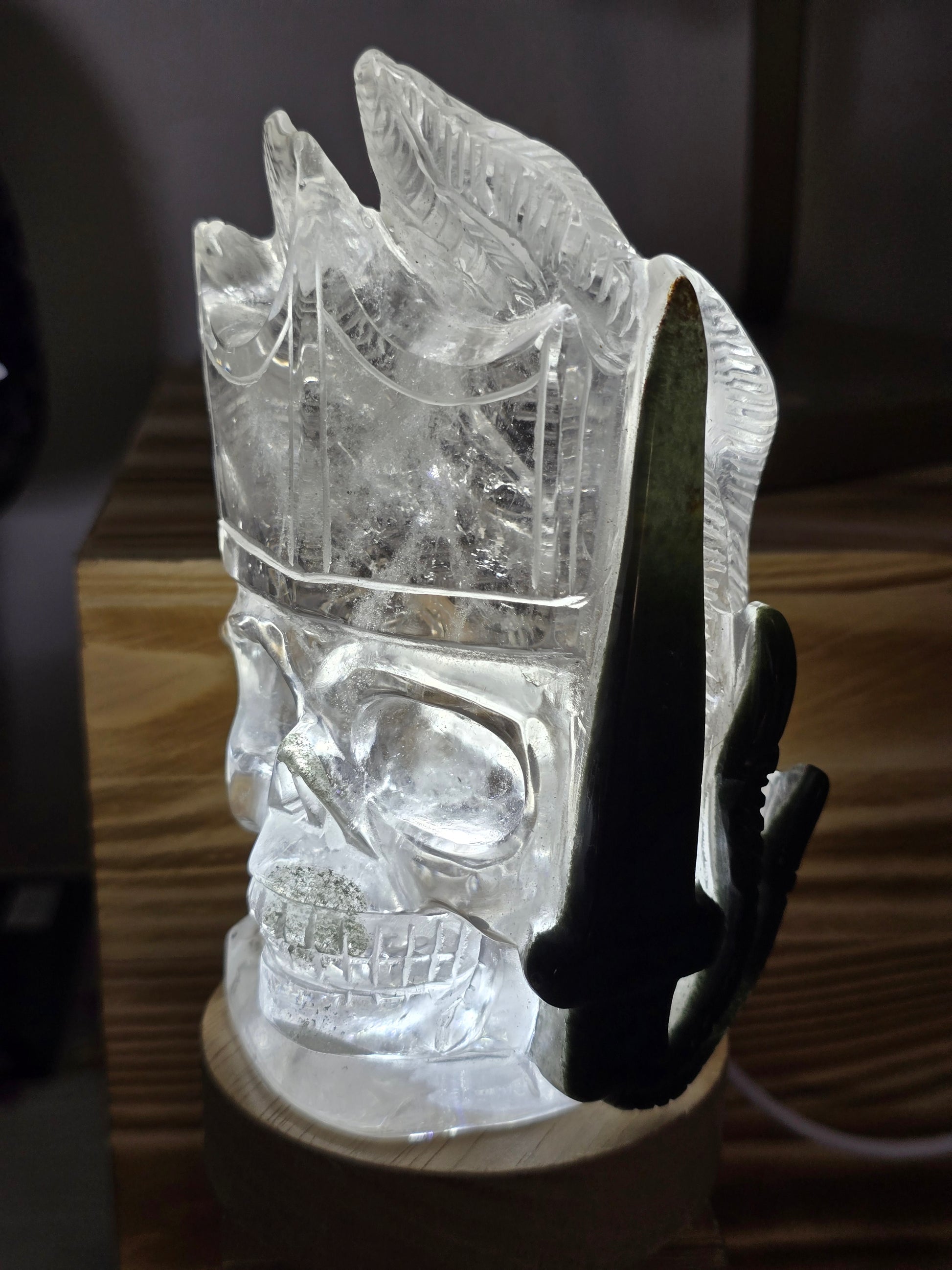 Green Chlorite in Quartz Prince of Darkness Skull & 9 Tail Fox