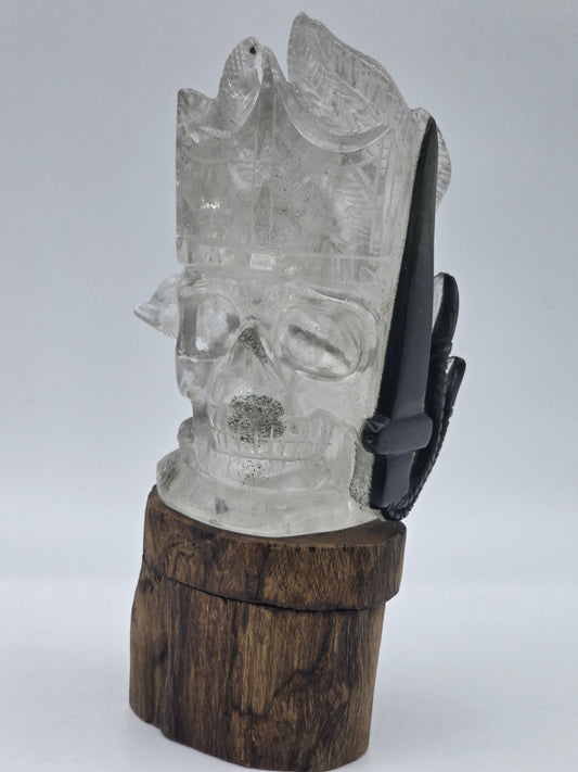 Green Chlorite in Quartz Prince of Darkness Skull & 9 Tail Fox