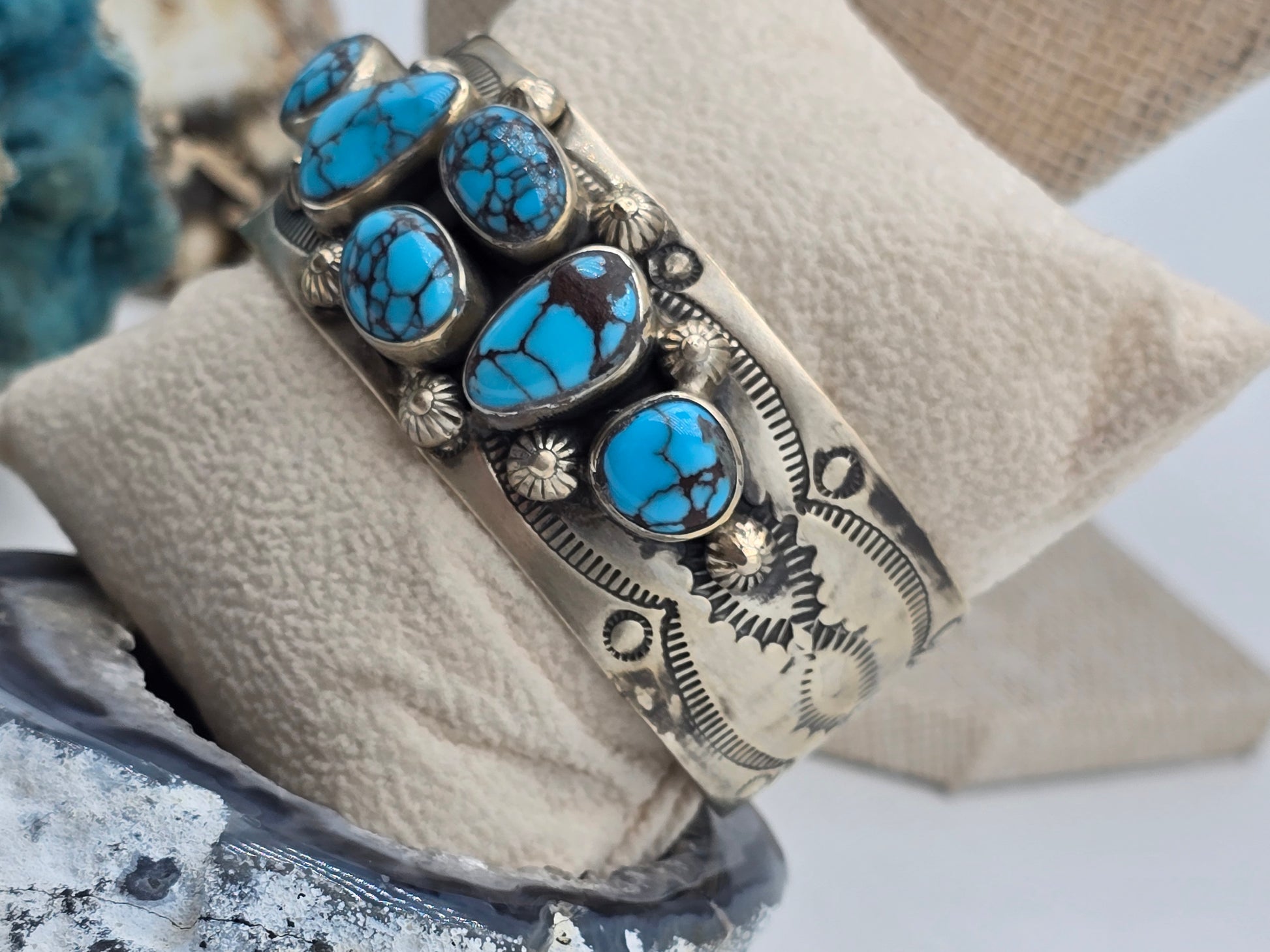Egyptian Turquoise 6 Stone Cuff Bracelet