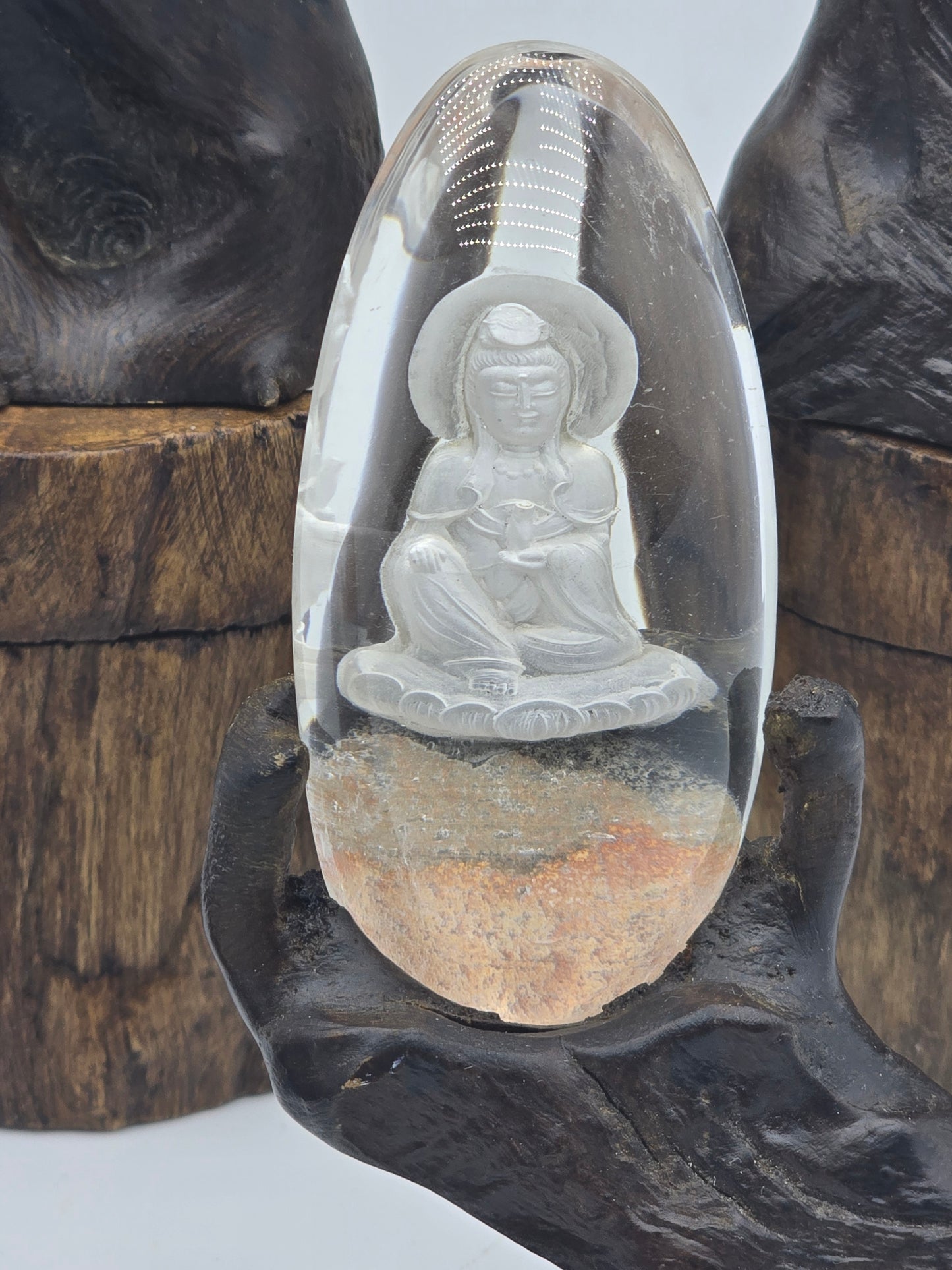Quan Yin Etched in Scenic Quartz Altar