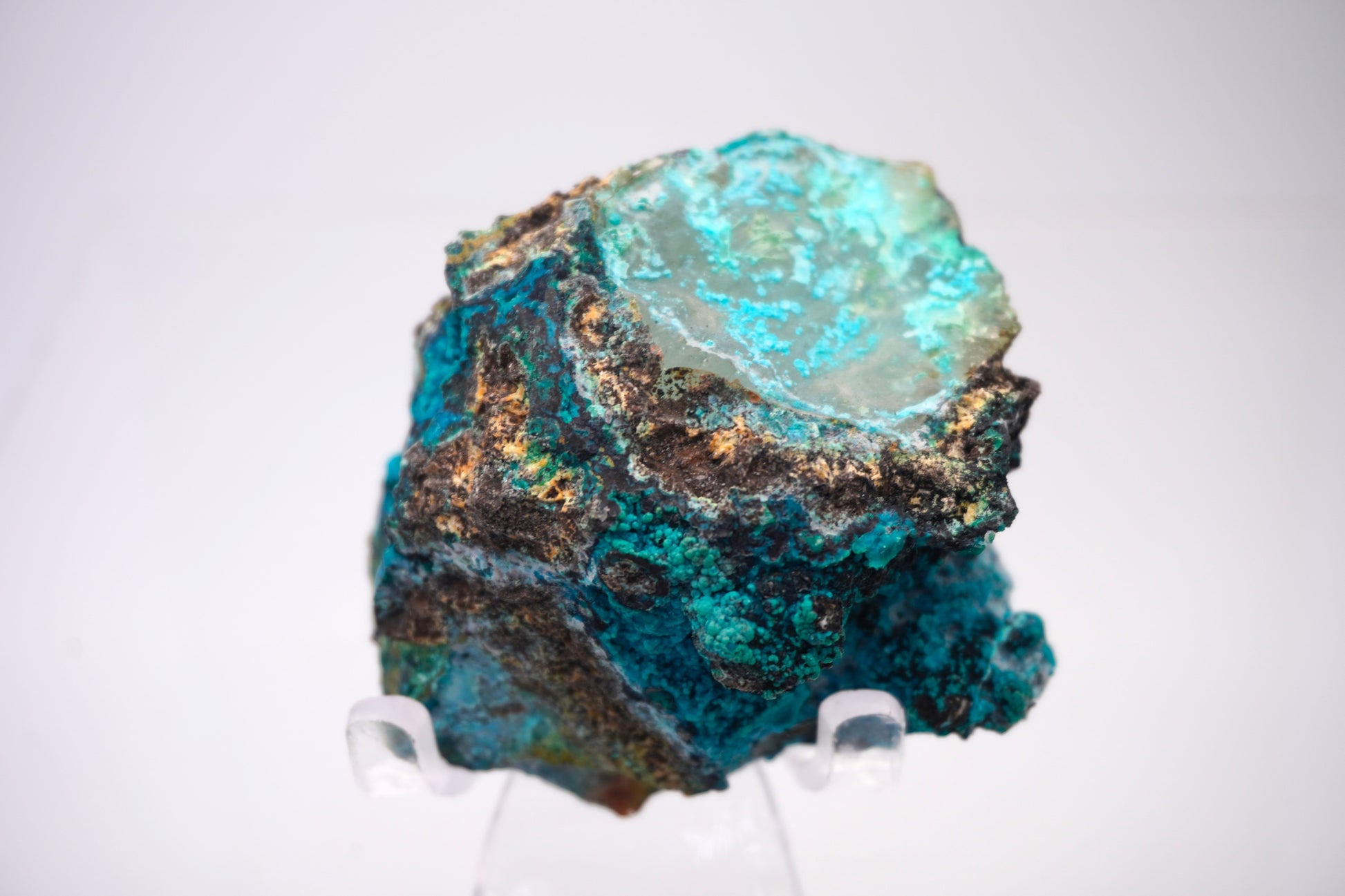 Tentadora Quartz Crystal with Chrysocolla & Malachite specimens