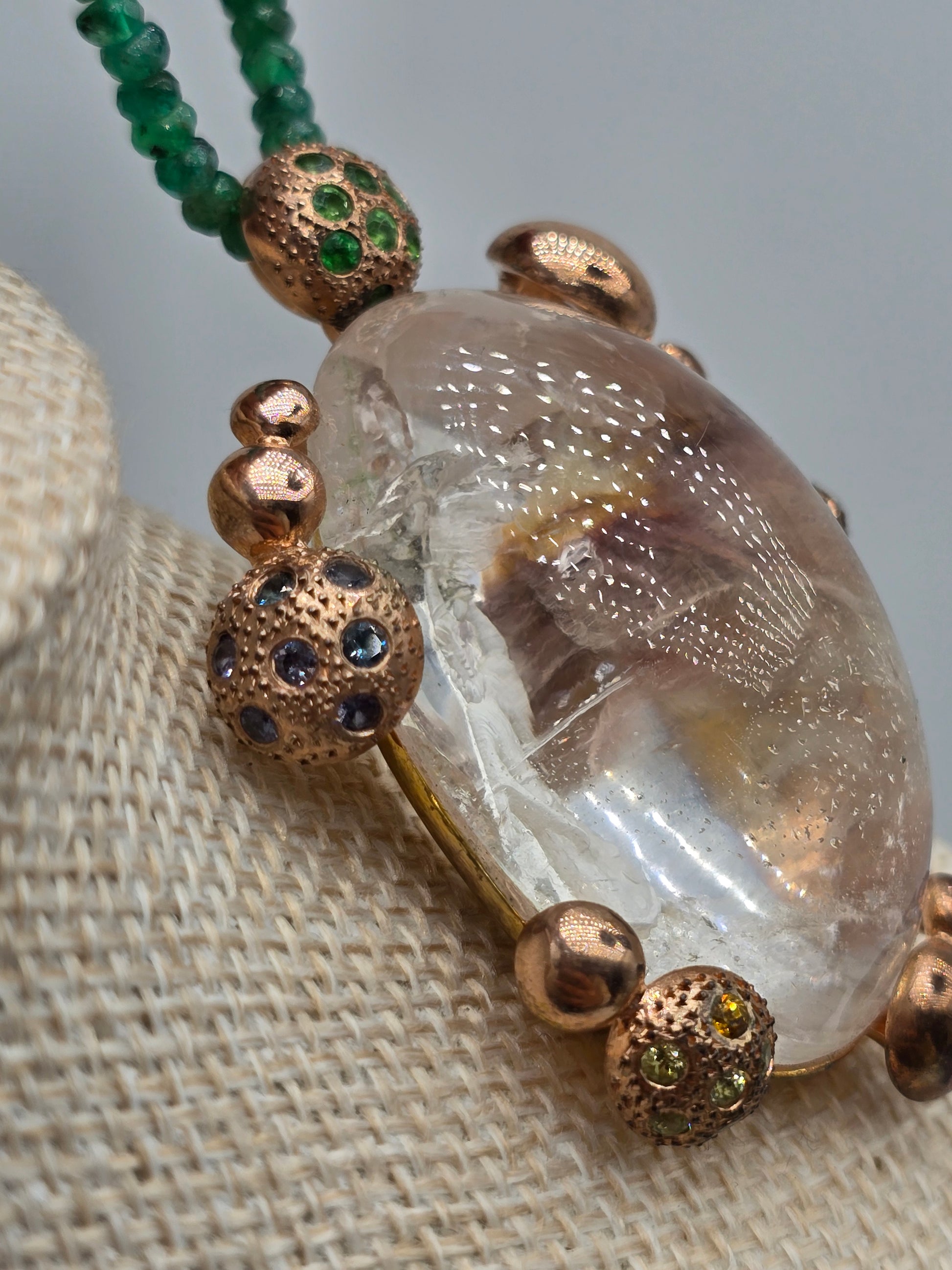 Intaglio Wizard suspended in Space with Gemstones Pendants