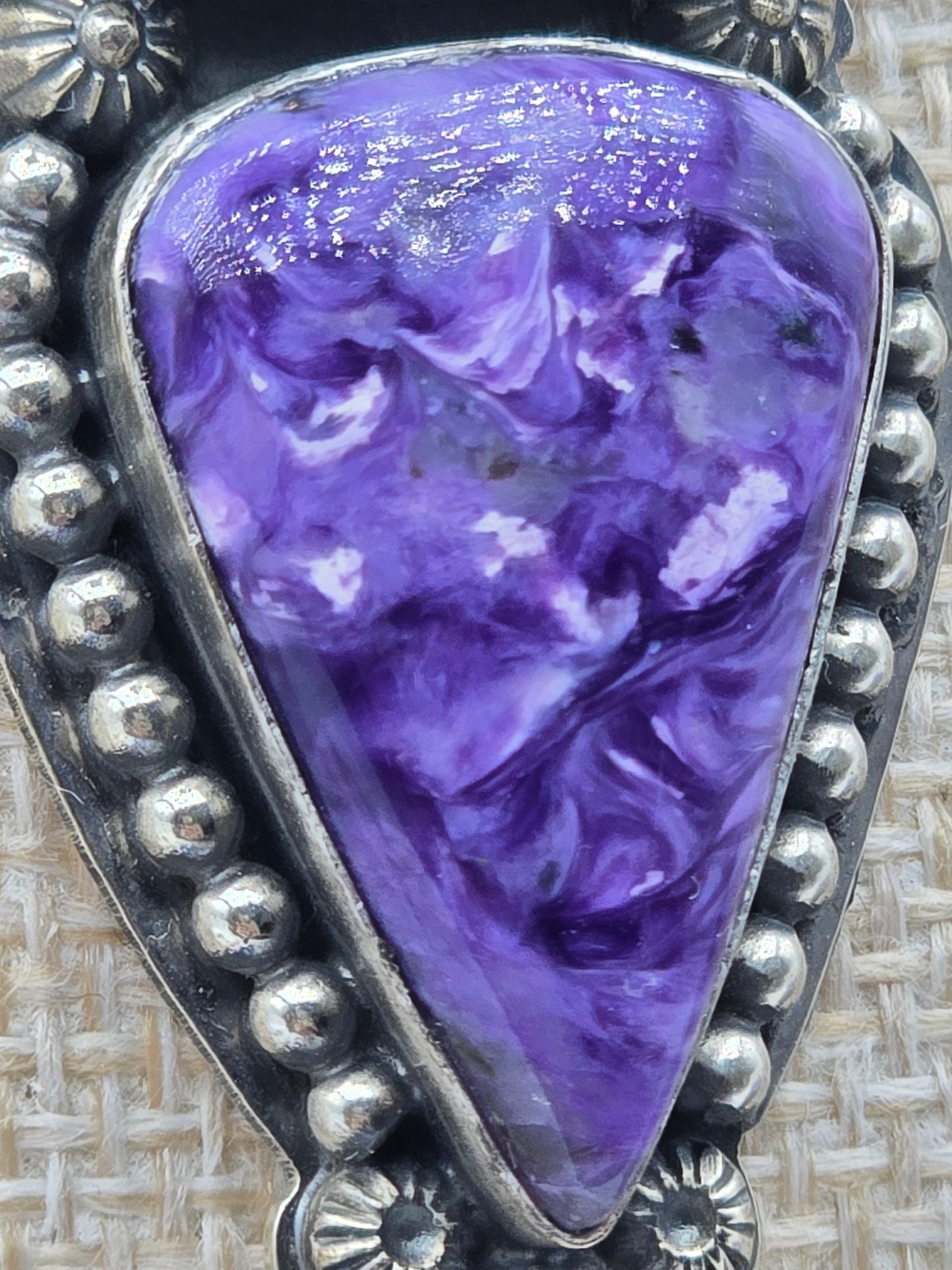 Green Variscite Turquoise & Purple Charoite Pendant