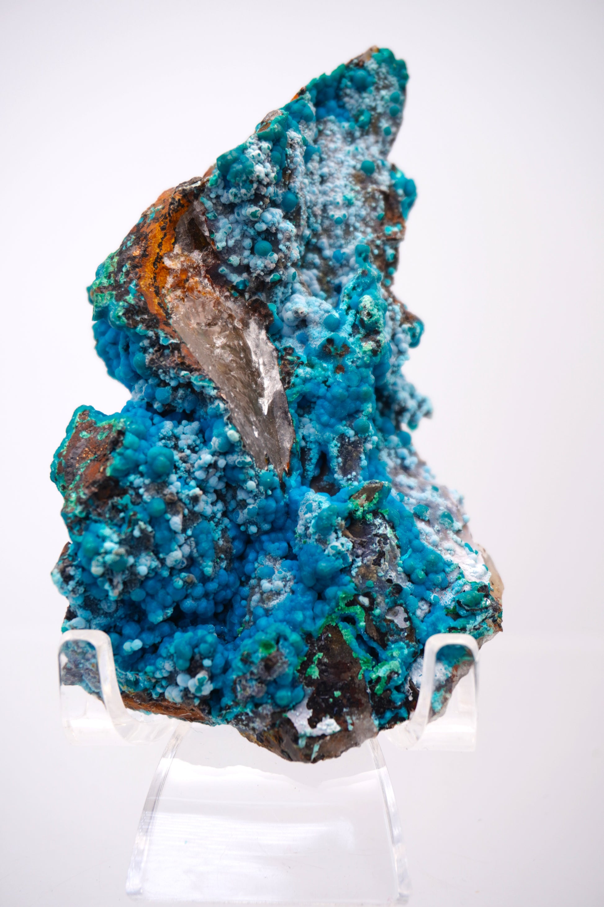 Tentadora Quartz Crystal with Chrysocolla & Malachite specimens