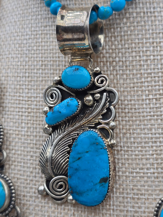 Egyptian Turquoise 3 stone Pendant