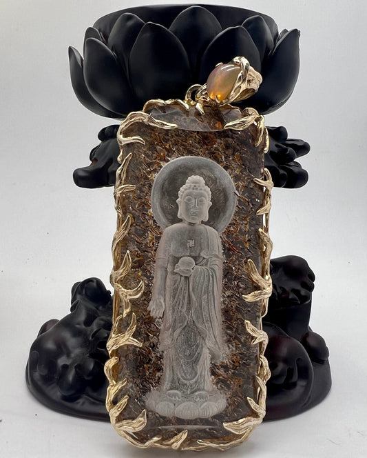 Quartz & Opal Buddha Pendant