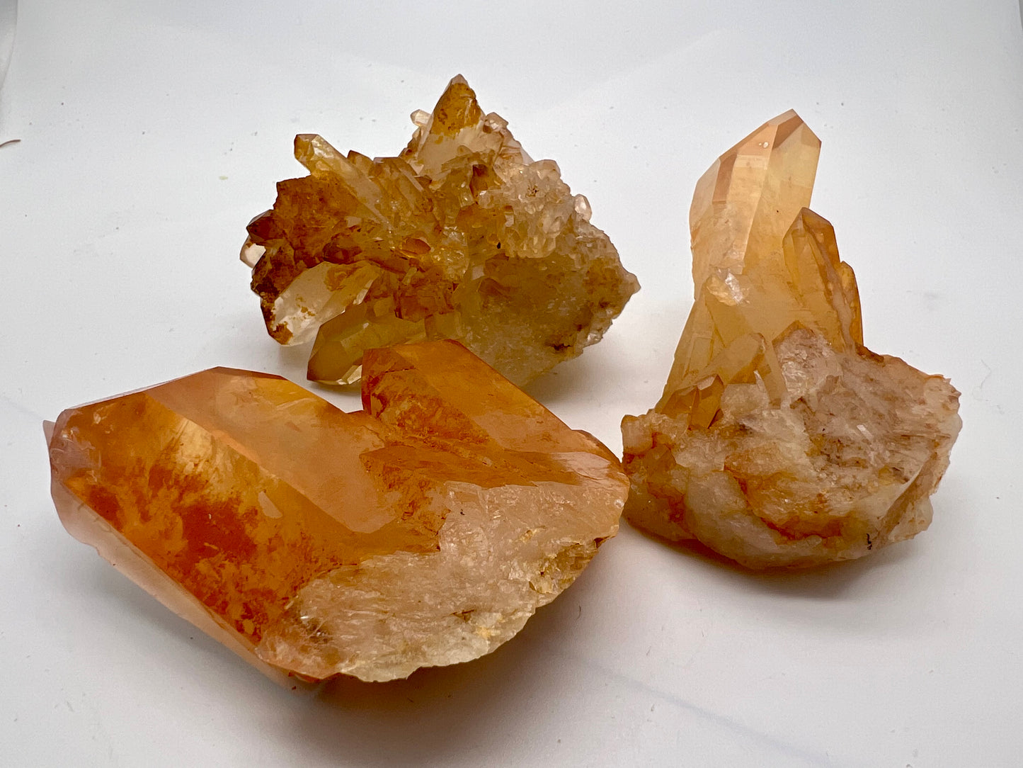 Lemurian Tangerine Quartz clusters