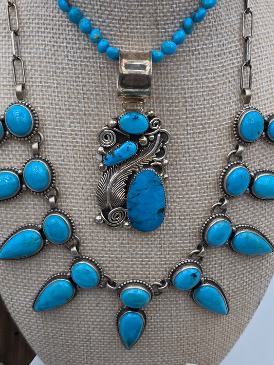 Egyptian Turquoise 3 stone Pendant