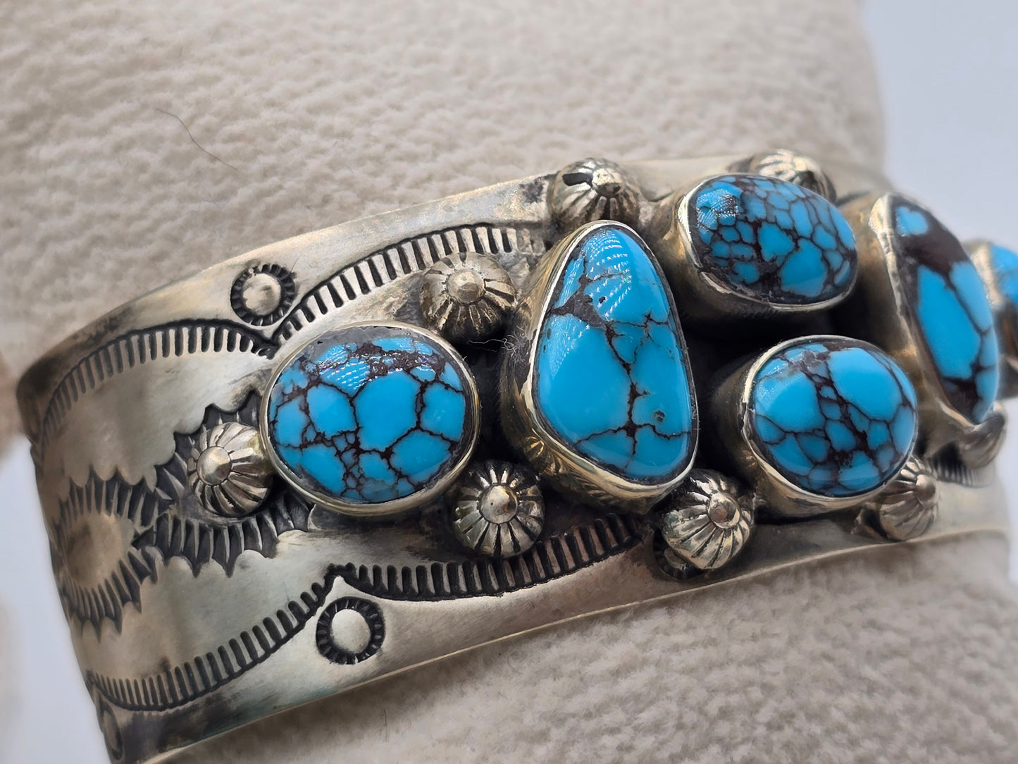 Egyptian Turquoise 6 Stone Cuff Bracelet