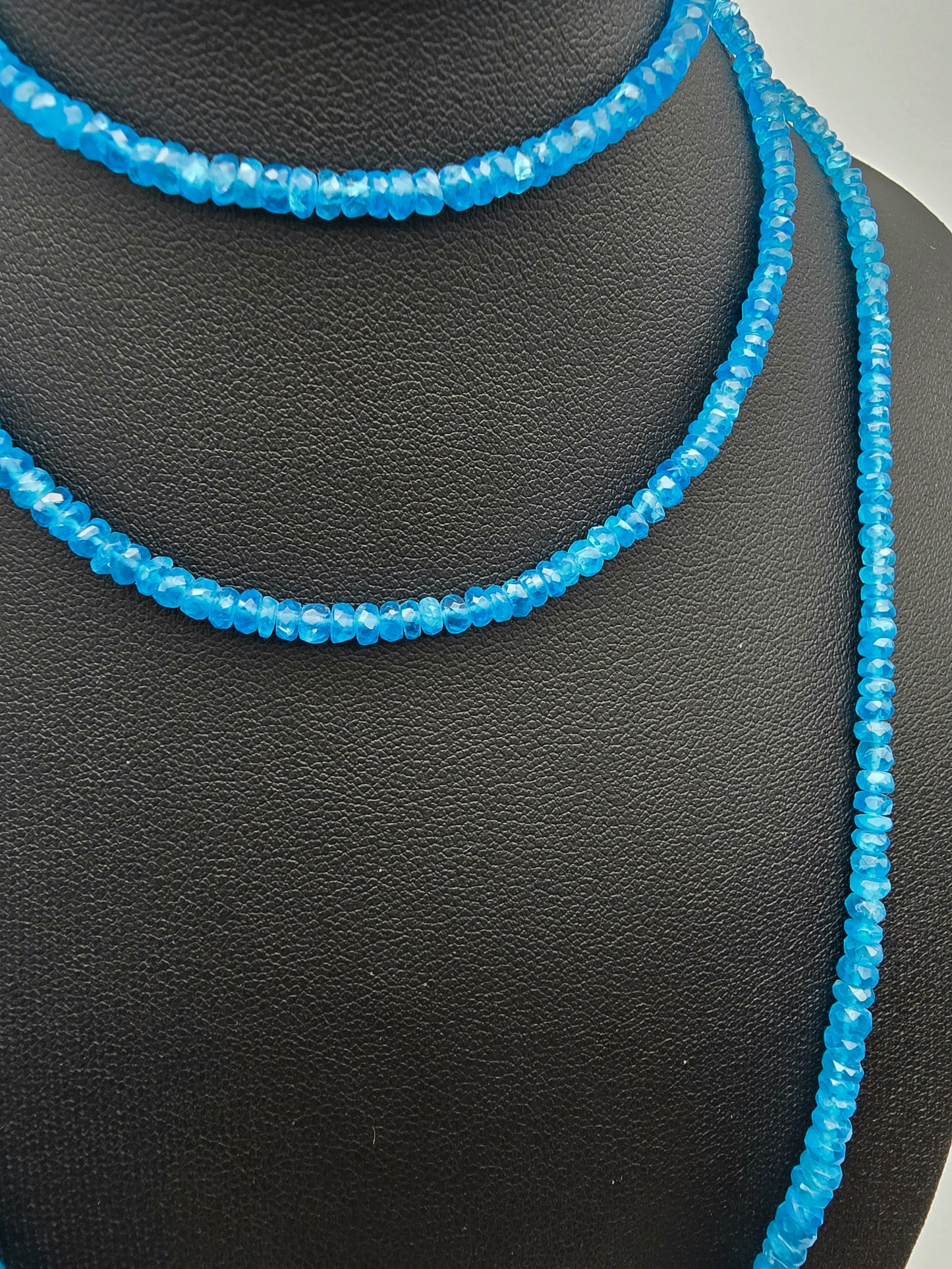 Apatite Neon Blue Faceted Necklaces