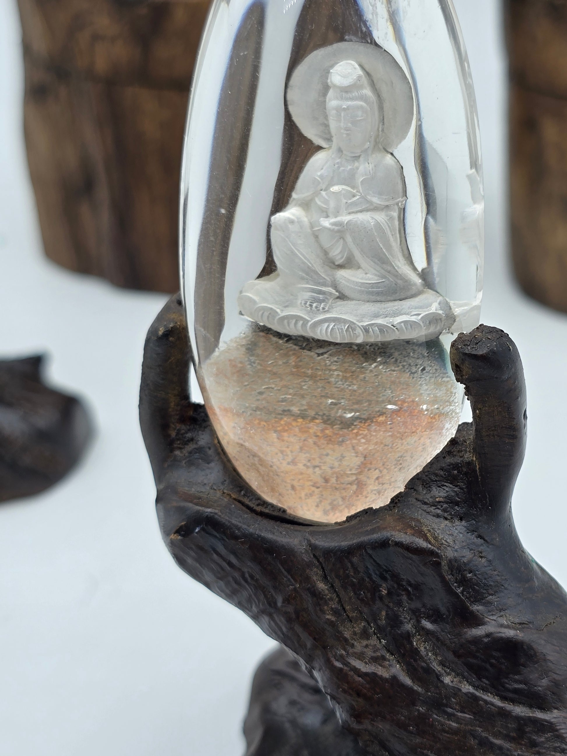 Quan Yin Etched in Scenic Quartz Altar