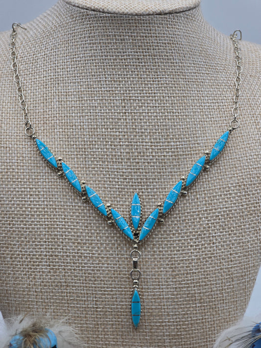 Zuni Turquoise Necklace & stud Earring set