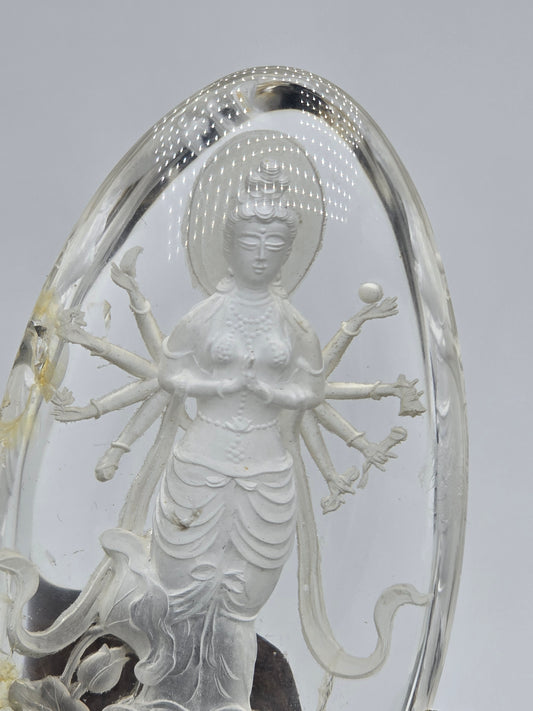 Quan Yin 1000 Armed Goddess Etched in Scenic Quartz Altar