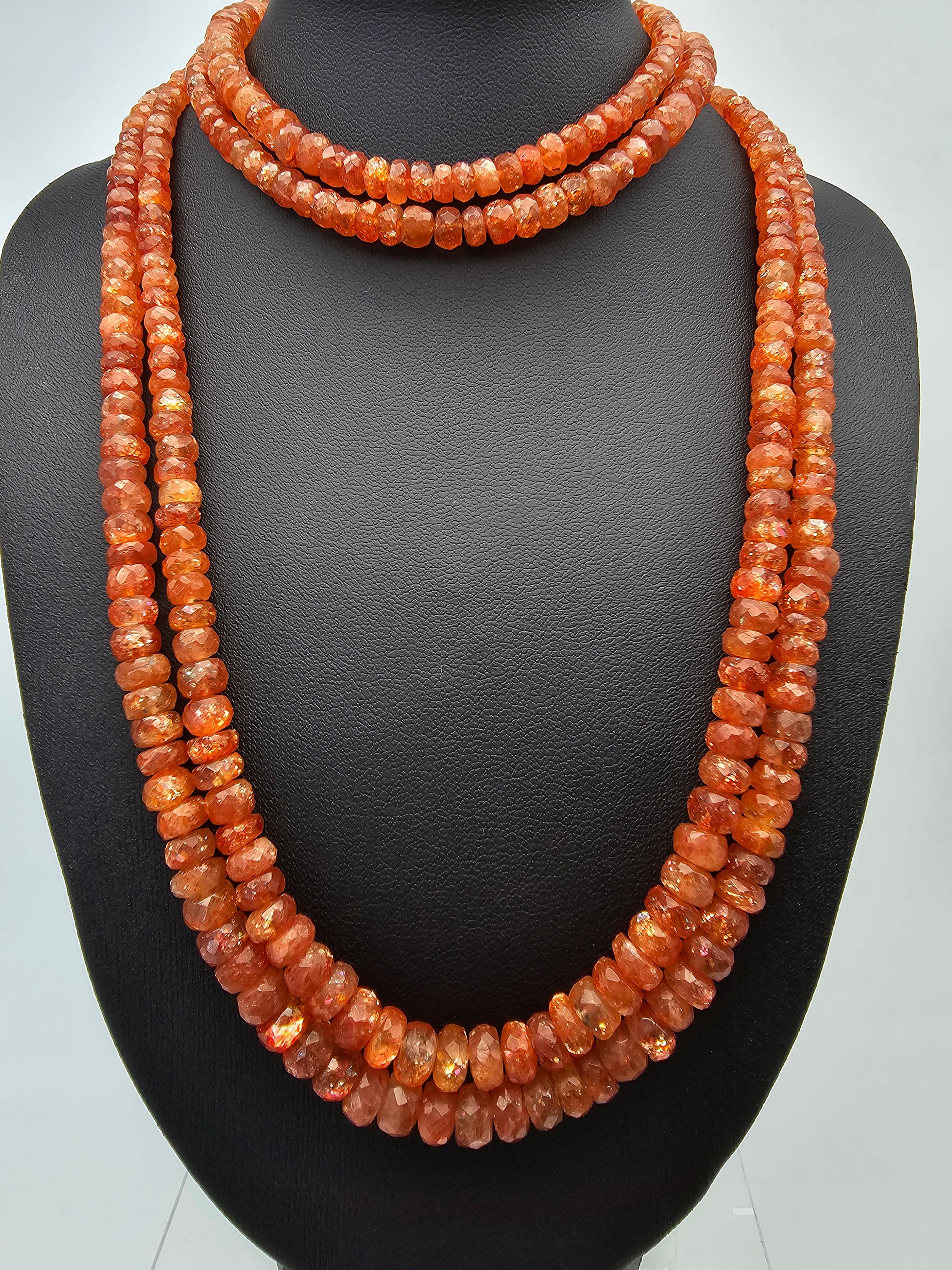 Sunstone Rainbow Lattice Faceted Necklace