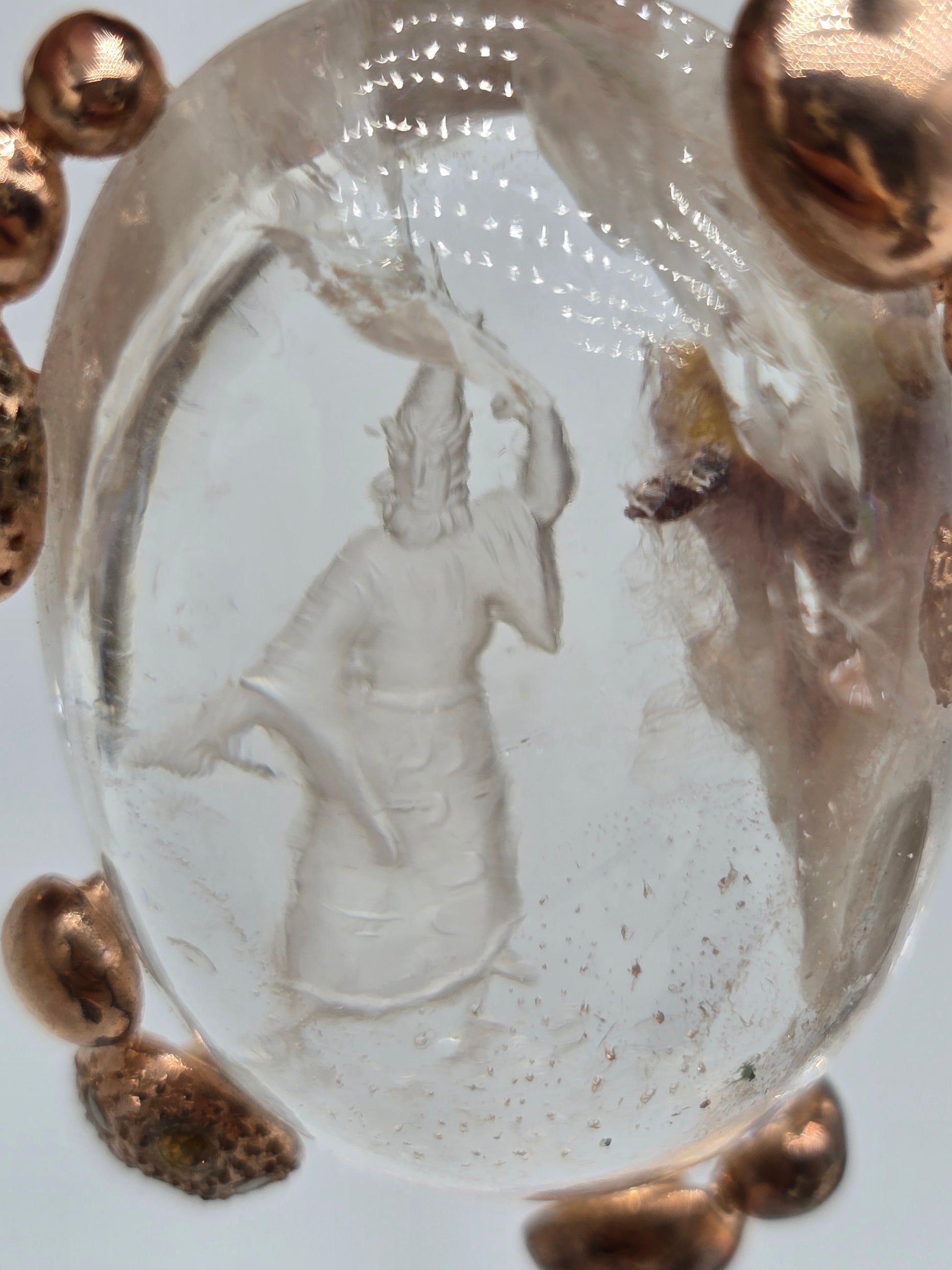 Intaglio Wizard suspended in Space with Gemstones Pendants