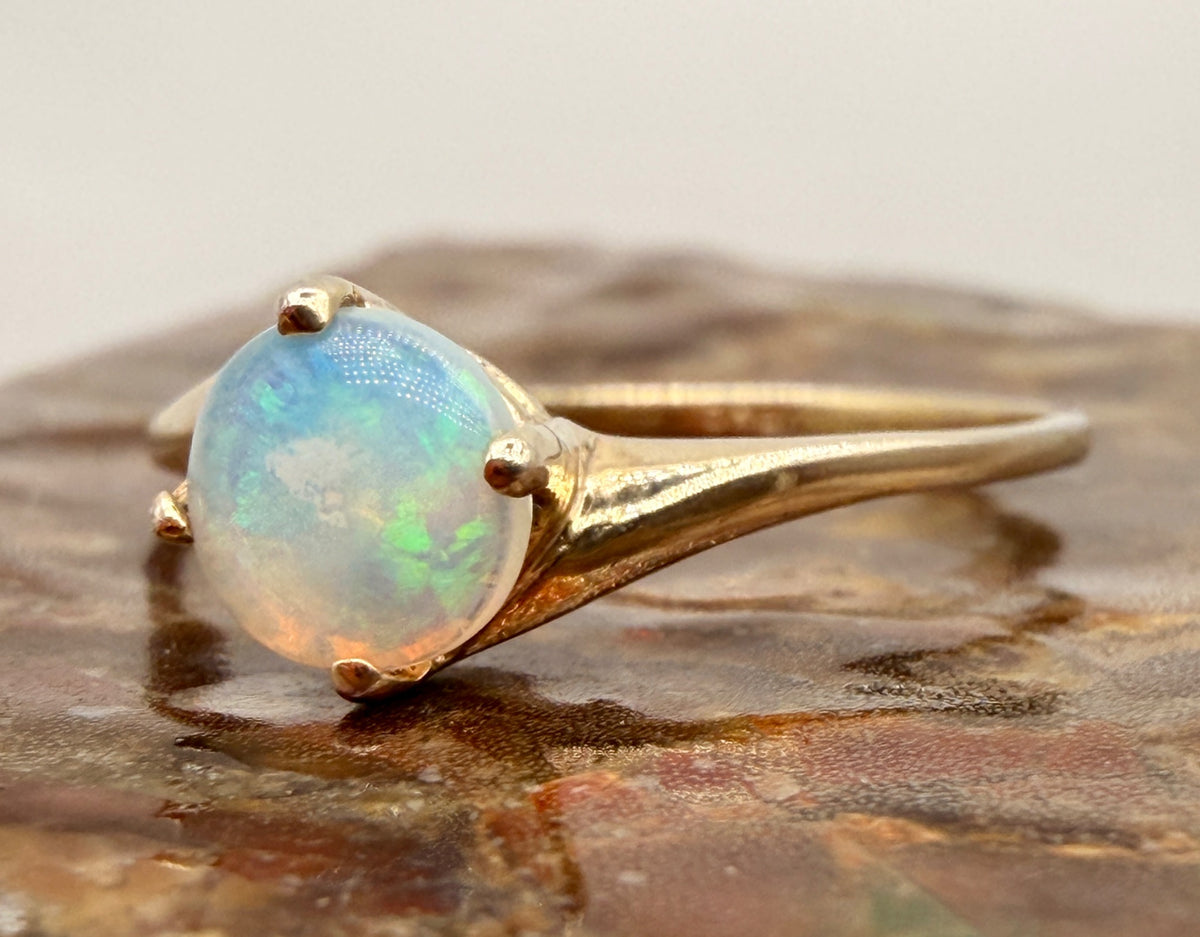 Opal Gold-Plated Sterling Silver Ring – Size 7