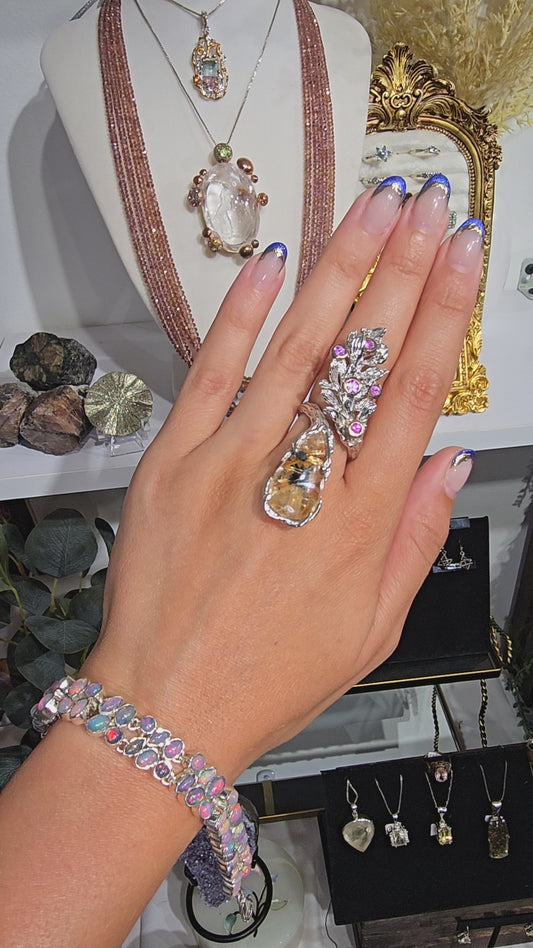 Fire Opal Gemstone Bracelet – Sterling Silver