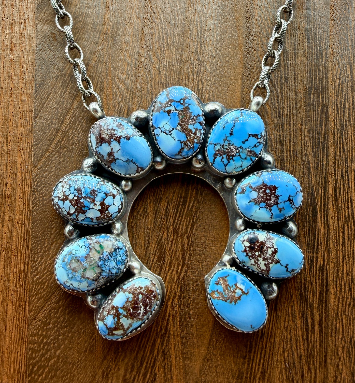 Boyd Ashley Golden Hills Turquoise Sterling Silver Naja Necklace | Adjustable Paperclip Chain
