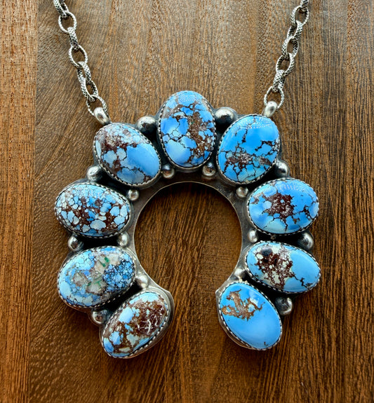 Boyd Ashley Golden Hills Turquoise Sterling Silver Naja Necklace | Adjustable Paperclip Chain